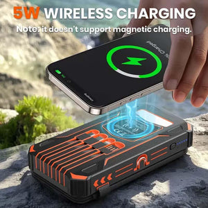 Trådlös laddning av mobiltelefon på powerbankens ovansida